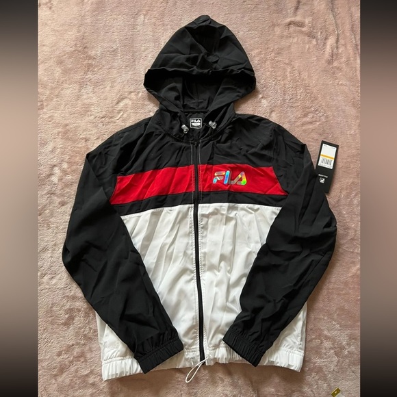 NWT Fila Color‎ Block Hooded Full Zip Women's Lightweight Windbreaker Jacket S - Picture 1 of 11
